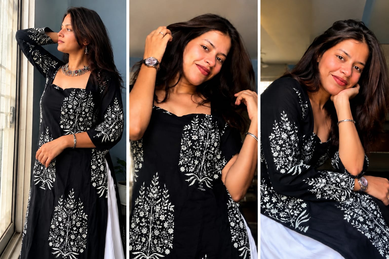 Black Hand-Embroidered Kurta Set